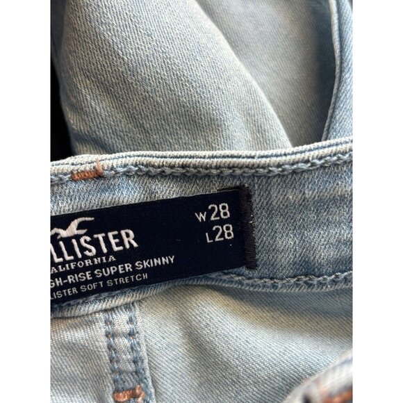 Hollister Blue Jeans Ultra High Rise Super Skinny Soft Stretch 7R Distressed - Picture 8 of 10